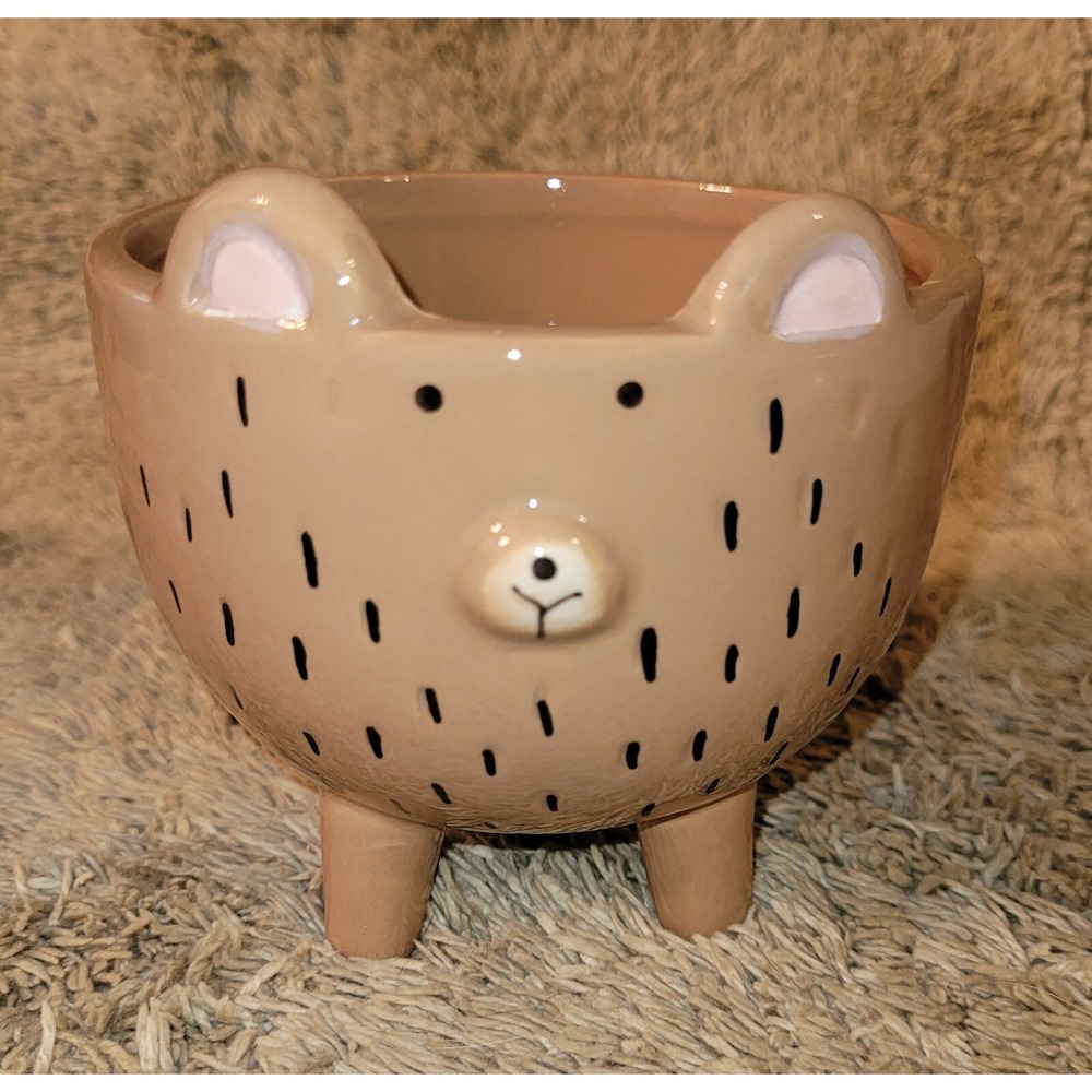 Brown Bear Small Ceramic Decorative Succulent Planter~ Trinket, Soap Sponge Dish
